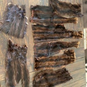 Vintage fur remnants .Beautiful brown with dark striping.8 pieces vary in size.